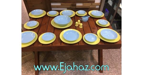 سرویس غذاخوری 30 پارچه چینی سرامیک رنگی  زرد - آبی ترکیبی کلارا رومز